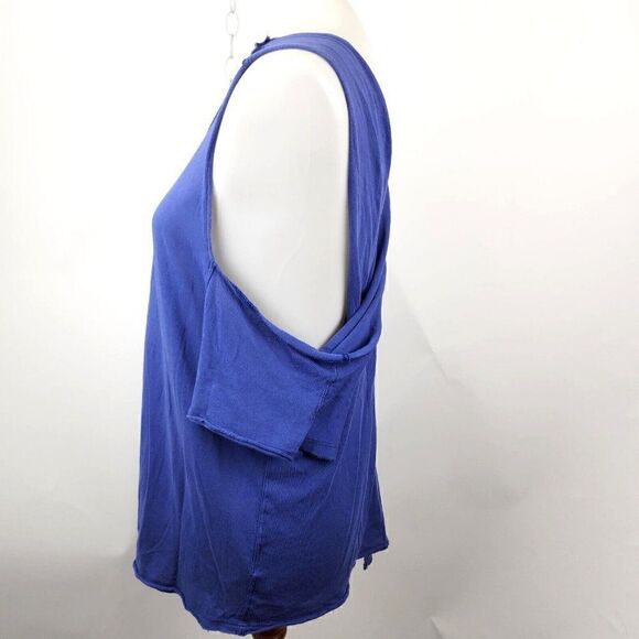 We the Free Free People Taurus Purple Cold Shoulder Split Back T Shirt Top M - Picture 2 of 4